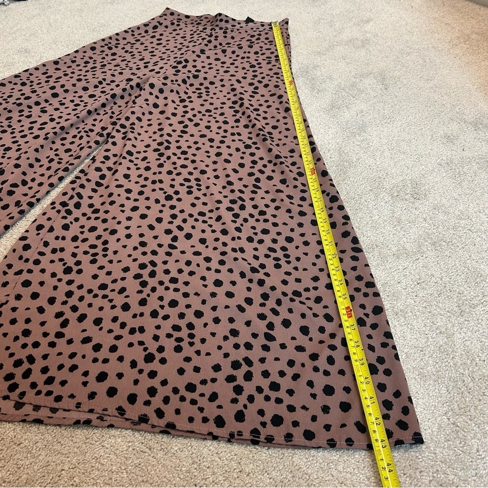 brown black Animal leopard Print High-Rise wide leg Culottes Sz M - Picture 9 of 13